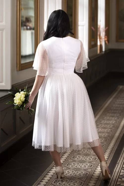 Topvintage Boutique Collection Topvintage exclusive ~ Holly Bridal swing jurk in wit