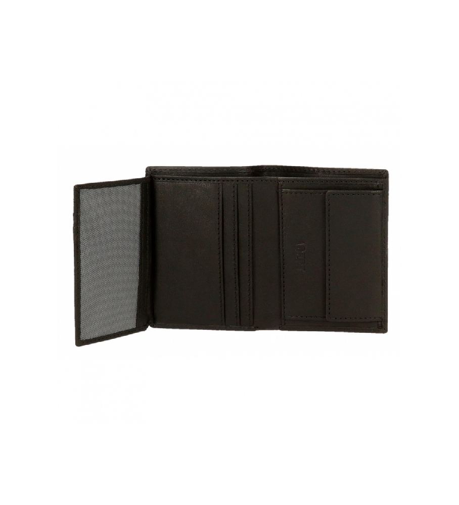 Carteira vertical Joumma Bags Adept Jim com porta-moedas, preta - 8,5 x 11,5 x 1 cm -