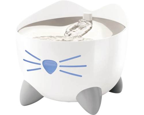 Catit Pixi Smart Drinkfontein, wit & grijs, 2 l, bestuurbaar en programmeerbaar via gratis app, met UVC-sterilisatie verwijdert tot 99% van de bacteriën en virussen, roestvrijstalen inzetstuk, kattenfontein
