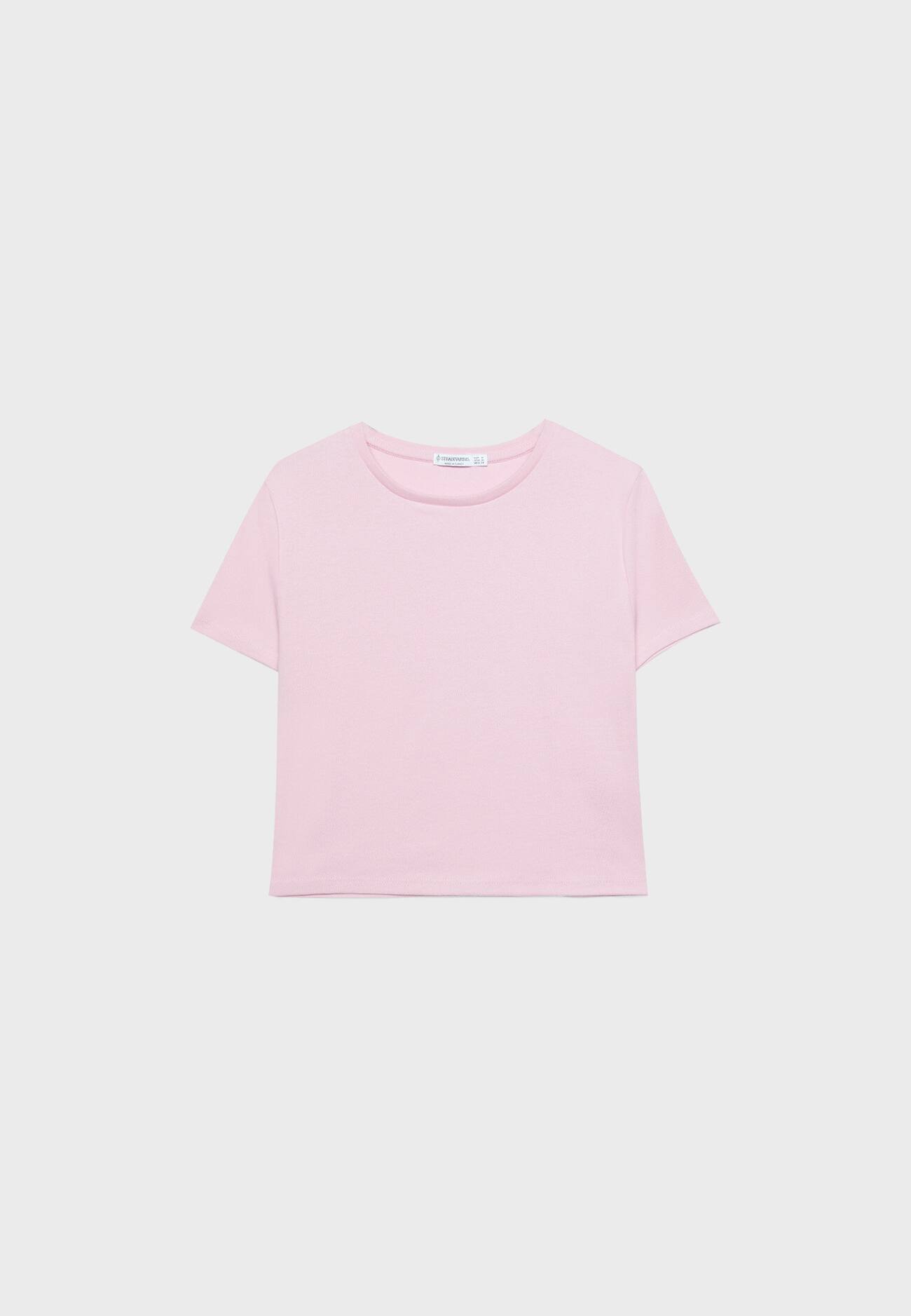 Camiseta cropped de manga curta