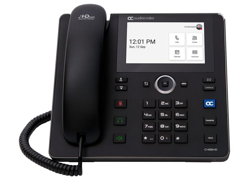 Audiocodes Tischtelefon C455HD Microsoft Teams Schwarz Ein natives, hochwertiges Microsoft Teams Business-Telefon der Spitzenklasse mit grossem, farbigem Touchscreen und optionalem Erweiterungsmodul