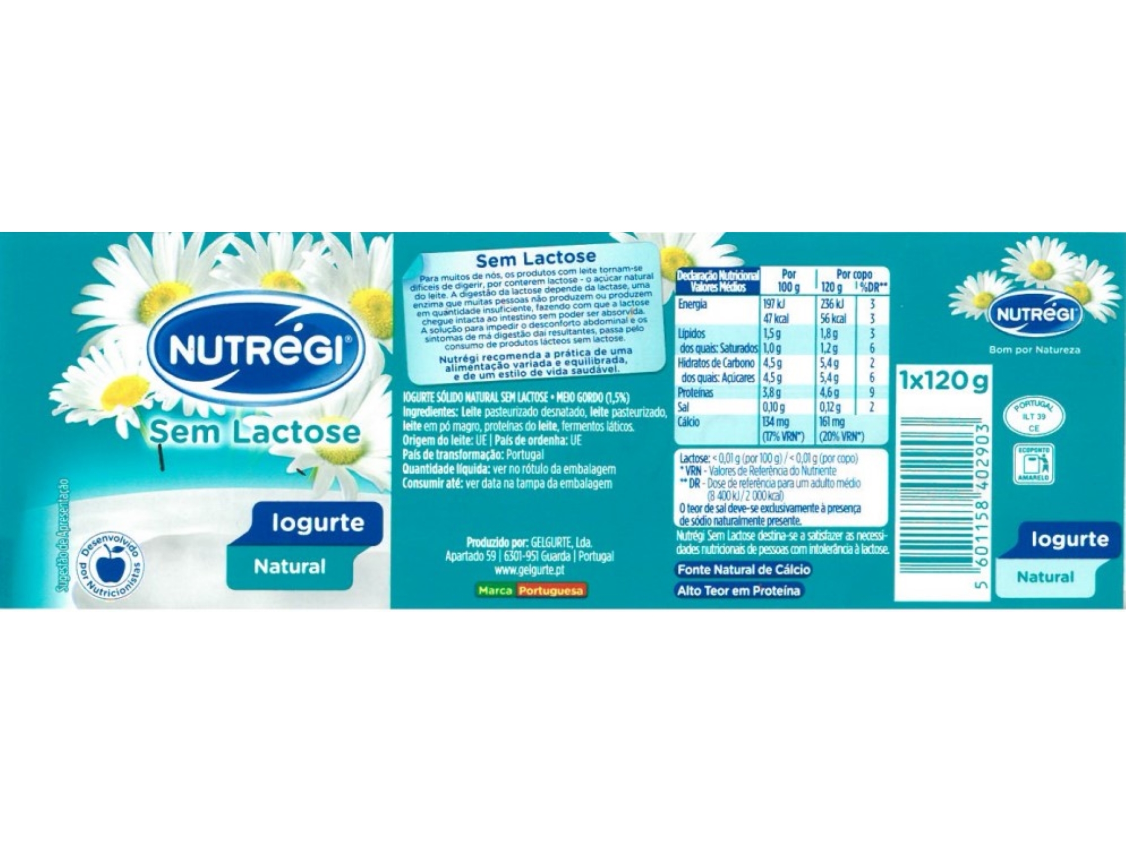 IOGURTE S/LACTOSE NUTRÉGI NATURAL 4X120G