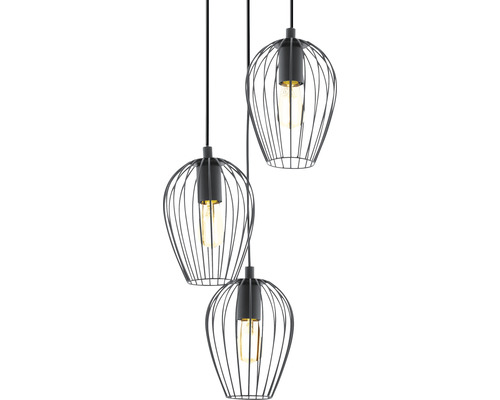 3-lamps hanglamp Ø 38 cm zwart