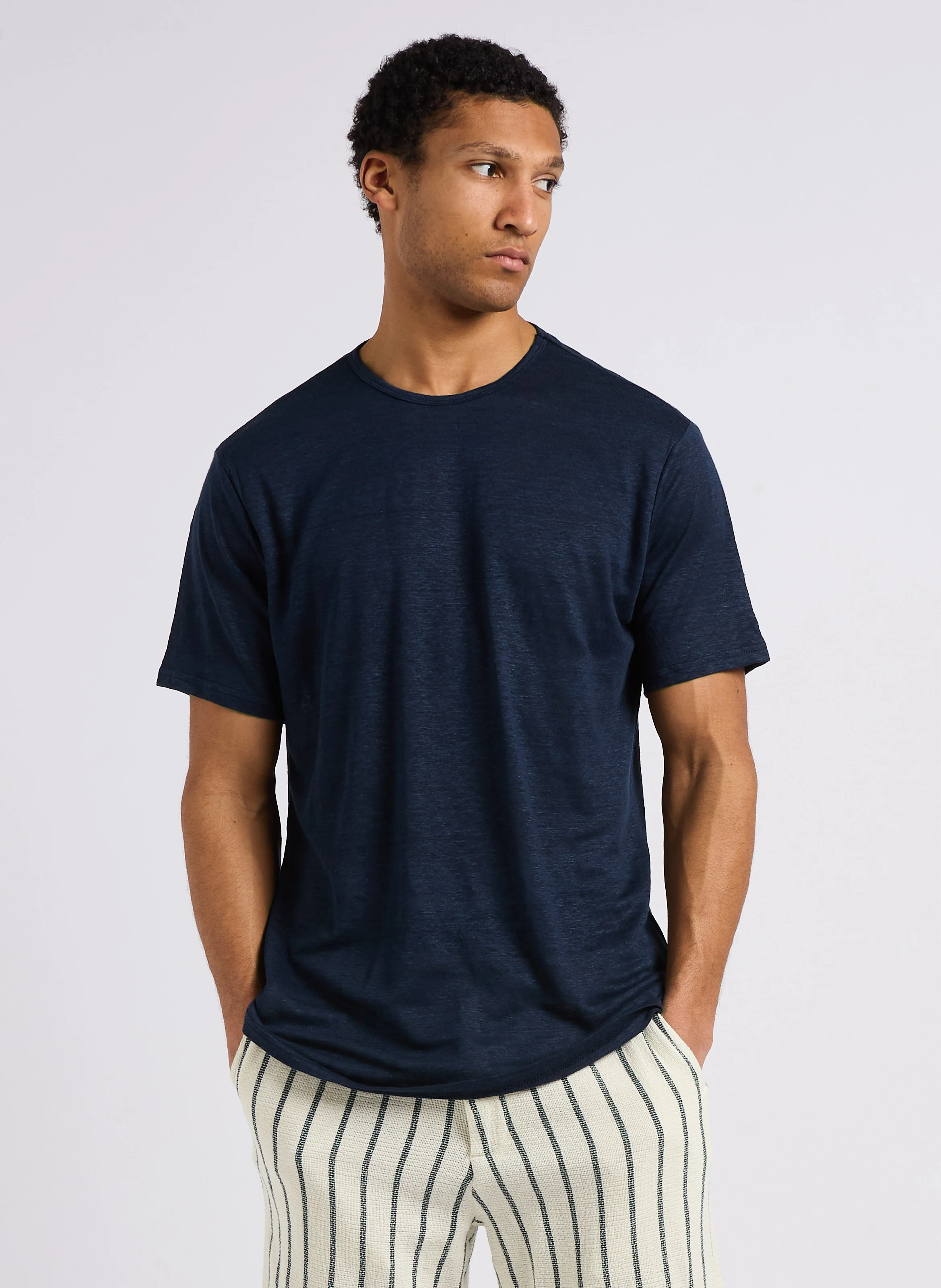 BET - Tee-shirt col rond en lin| Bleu