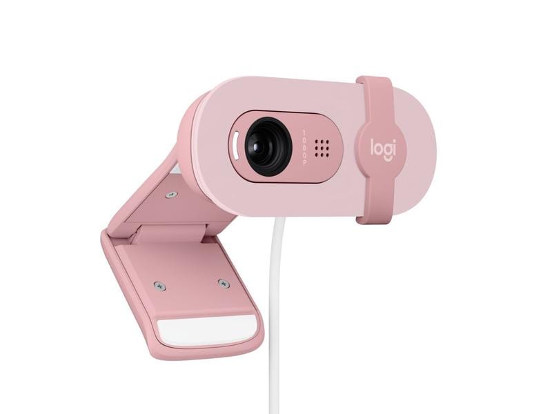 Logitech Brio 100 Rosa Full HD-Webcam mit integrierter Abdeckblende