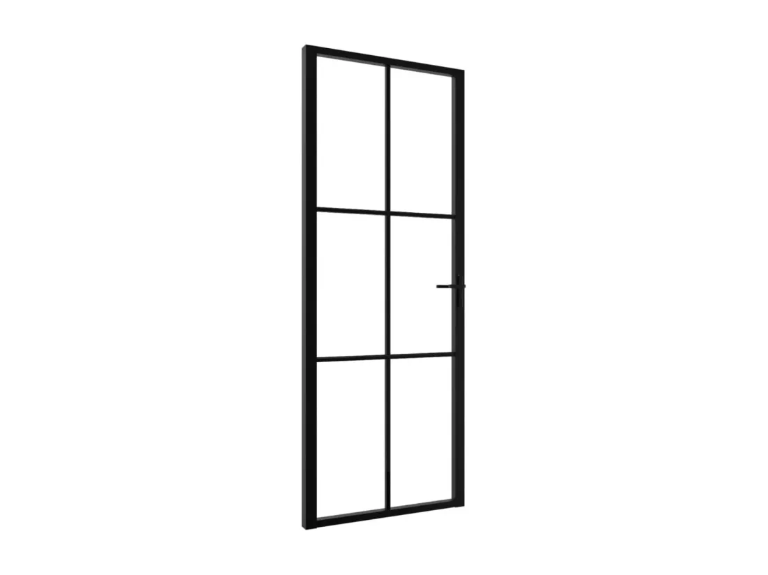 Porte intérieure Verre ESG et aluminium 76x201,5 cm Noir