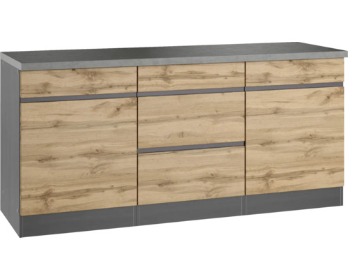 Held Furniture onderkast met lade en draaideur PISA BxDxH 180x60x86 cm wild eiken mat gedemonteerd scharnier omkeerbaar (links of rechts te monteren)