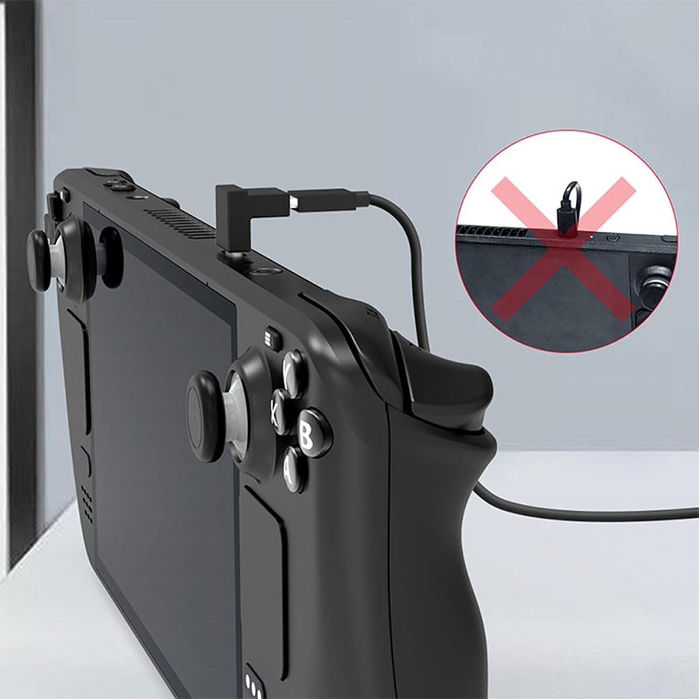 (13er Set) Joystick Thumbstick Anti-Rutsch Silikon Grip Kappen und 90° Grad Ladeadapter für Steam Deck / OLED - Schwarz