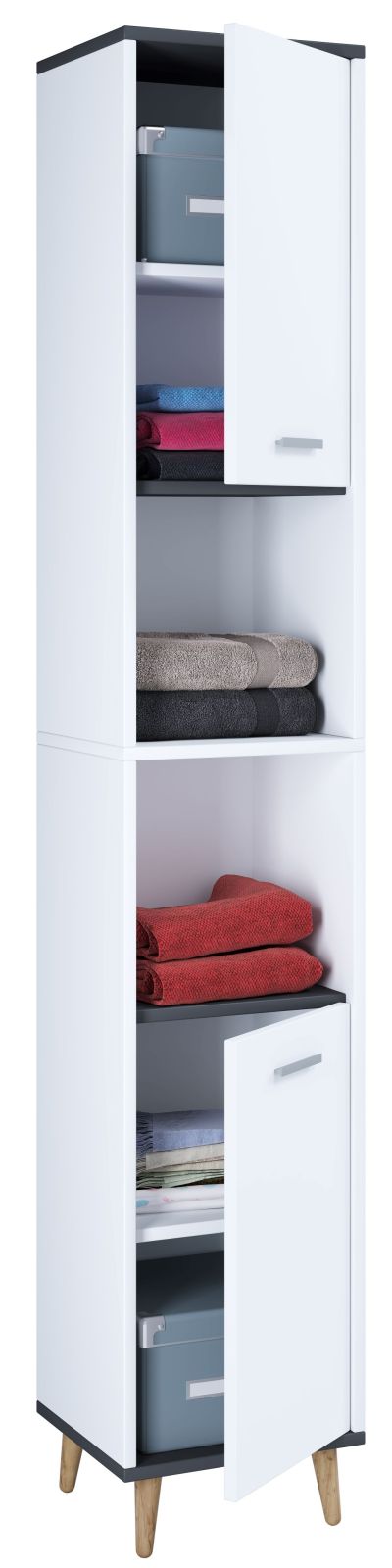 Hochschrank LANDOS - weiß-anthrazit - 181 cm