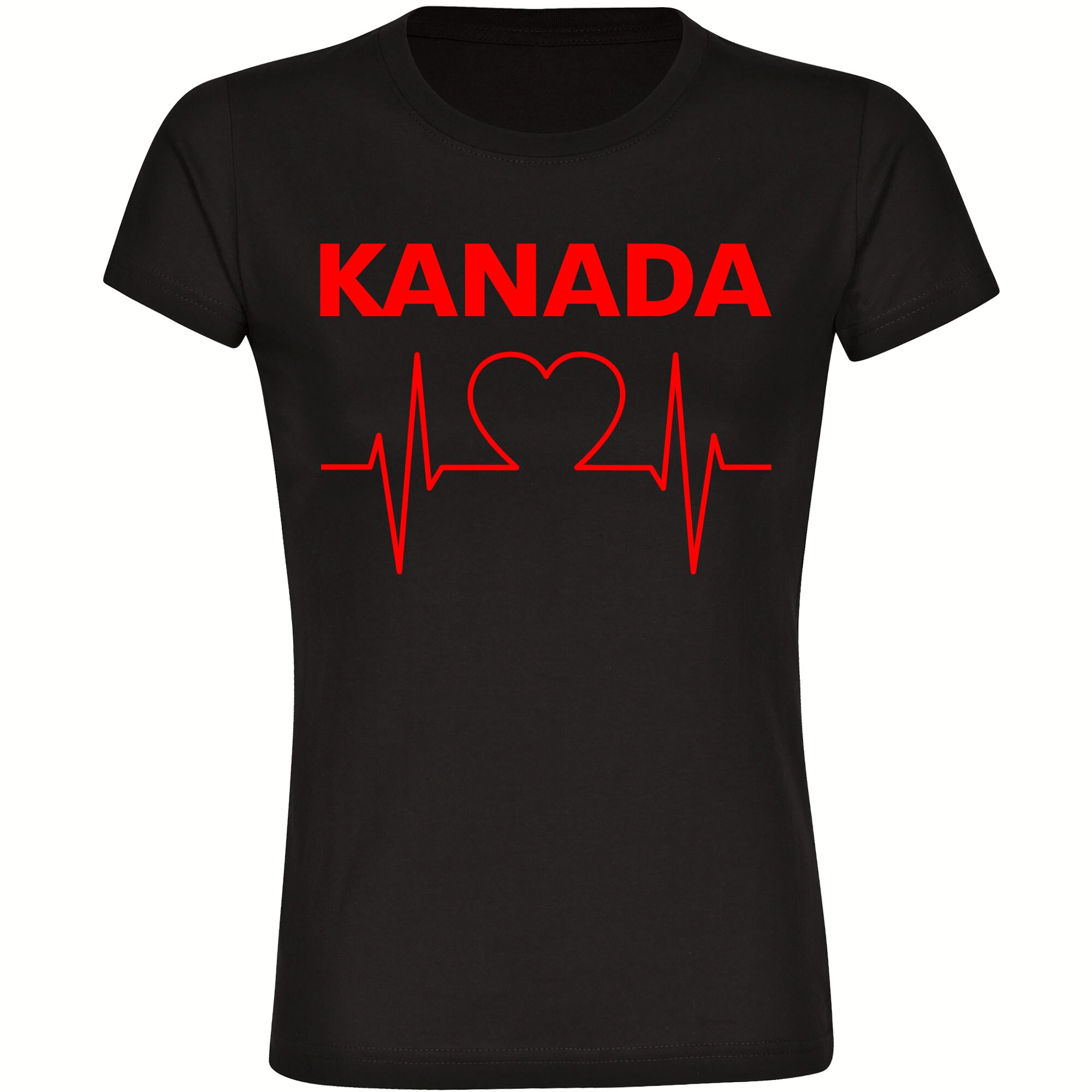 multifanshop® Damen T-Shirt - Kanada - Herzschlag - Druck rot
