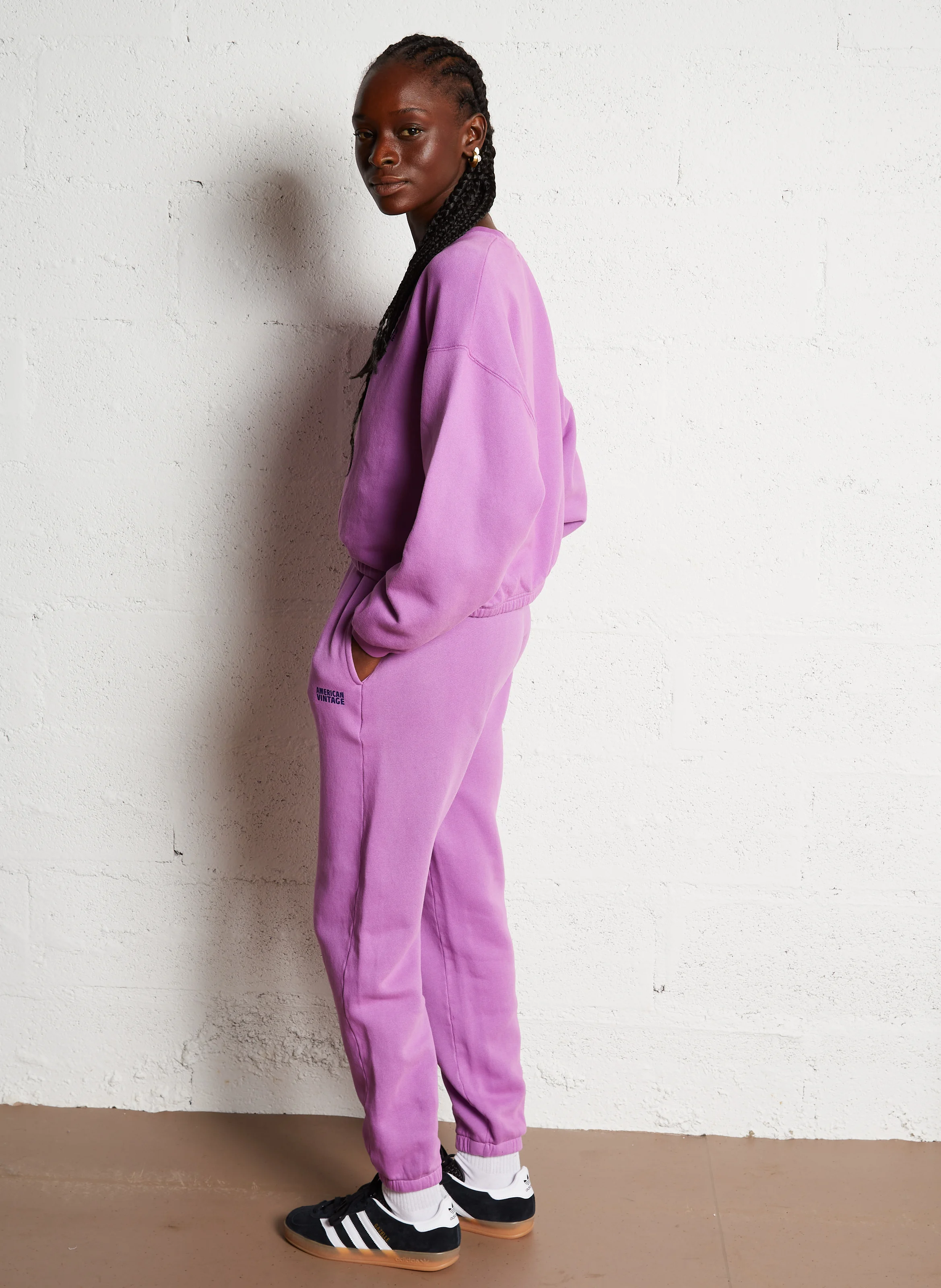 IZUBIRD - Jogging taille haute en coton mélangé | Violet