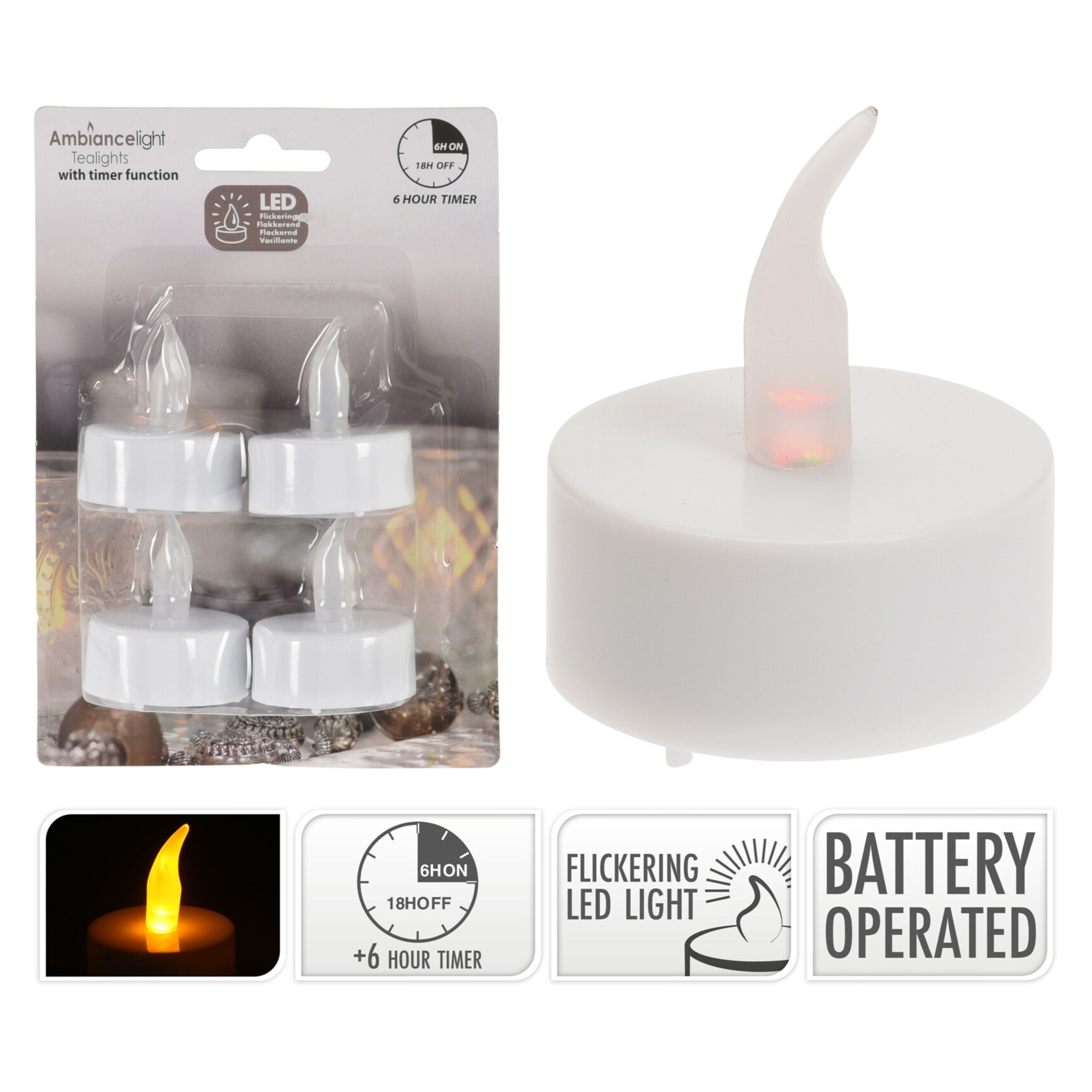 Batteridrevne LED-telys 4-pk.