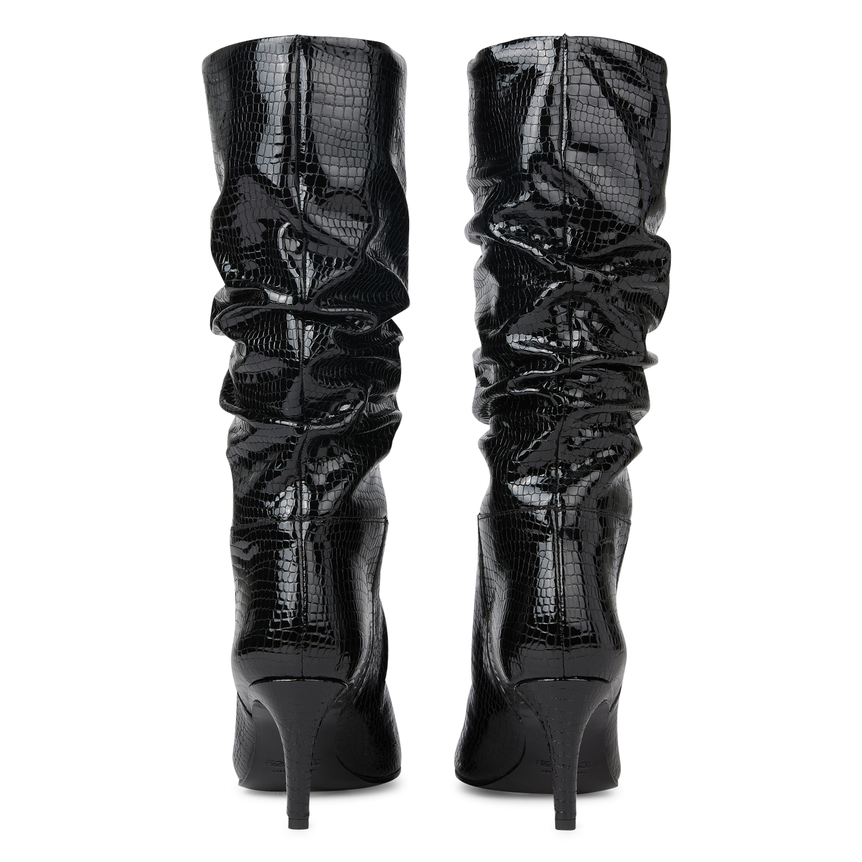 CELESTE 65 - Botte à talon en cuir serpent verni | Noir