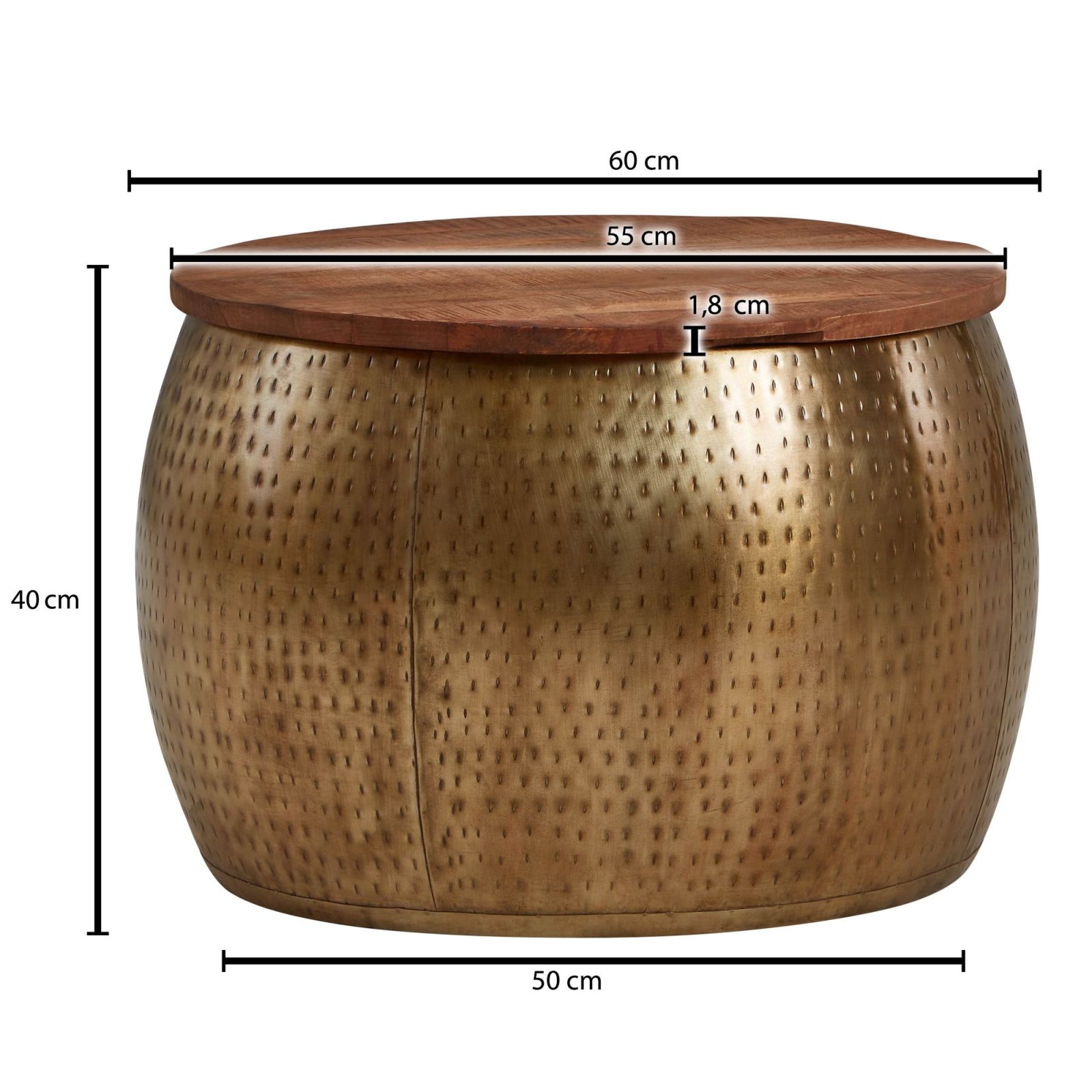 Couchtisch - gold-braun - Mango Massivholz