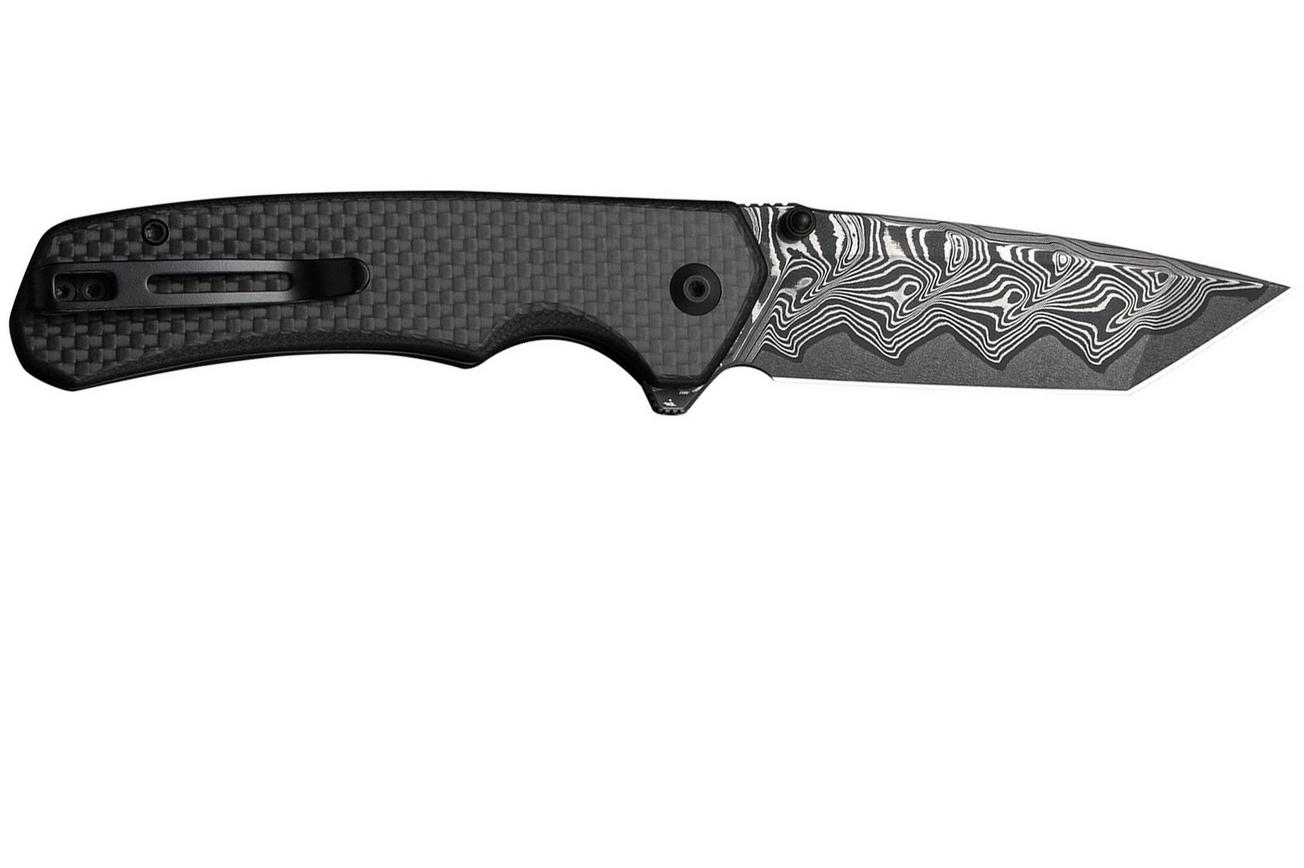 Civivi Brazen Button Lock C19059C-DS1 Damascus, G10 Carbonfiber Overlay, zakmes
