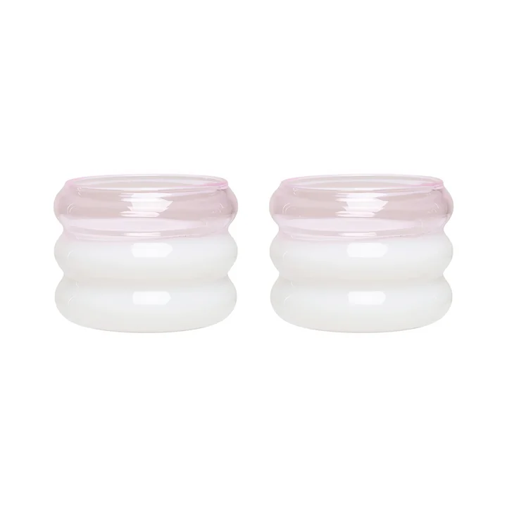 Design Letters - Bubble Teelichhalter, pink / milky white (2er-Set)