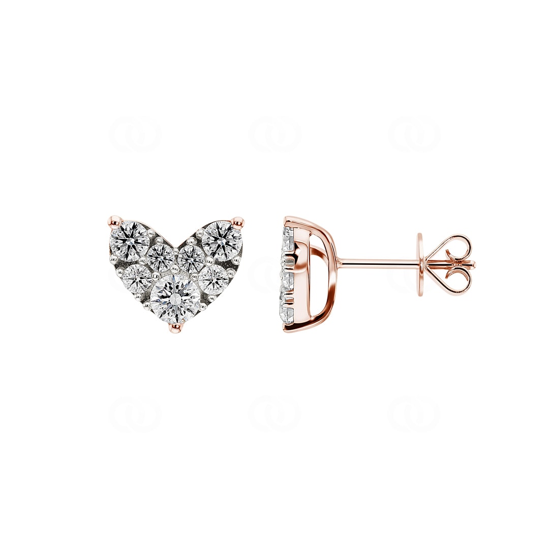 1.00 Karat Diamantohrstecker 750/18 K Roségold Herz