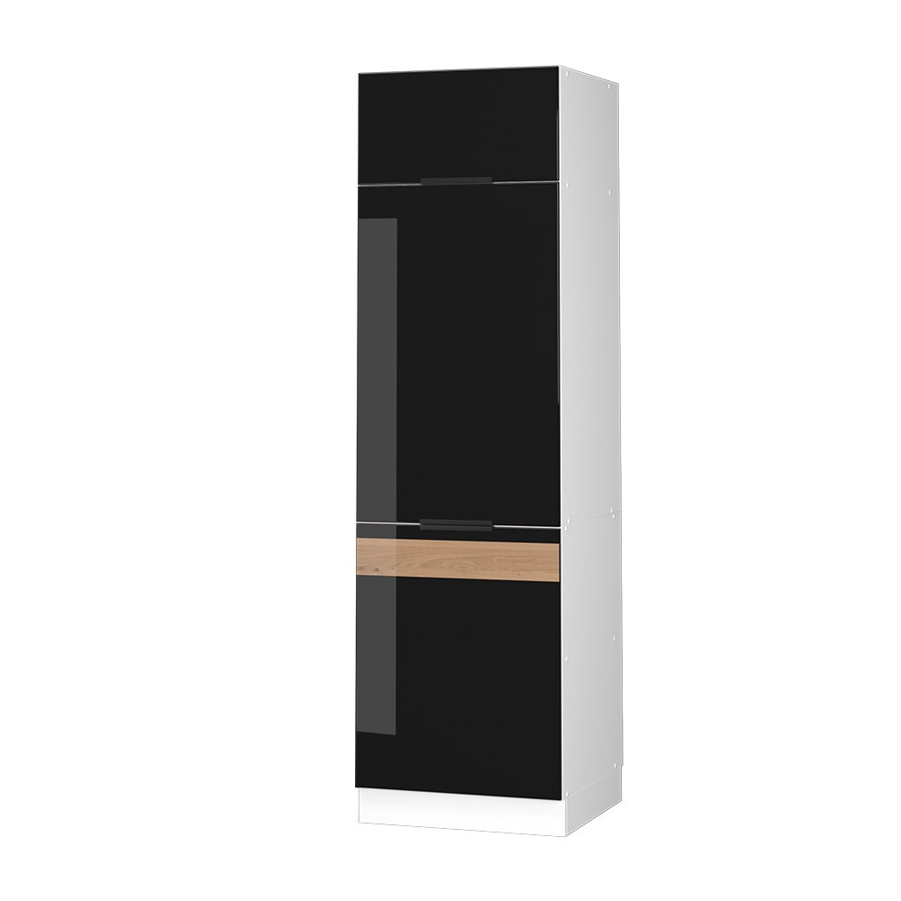 Vicco Kühlumbauschrank Küchenschrank Küchenmöbel Fame-Line Weiß Schwarz Eiche 60 cm modern Hochglanz