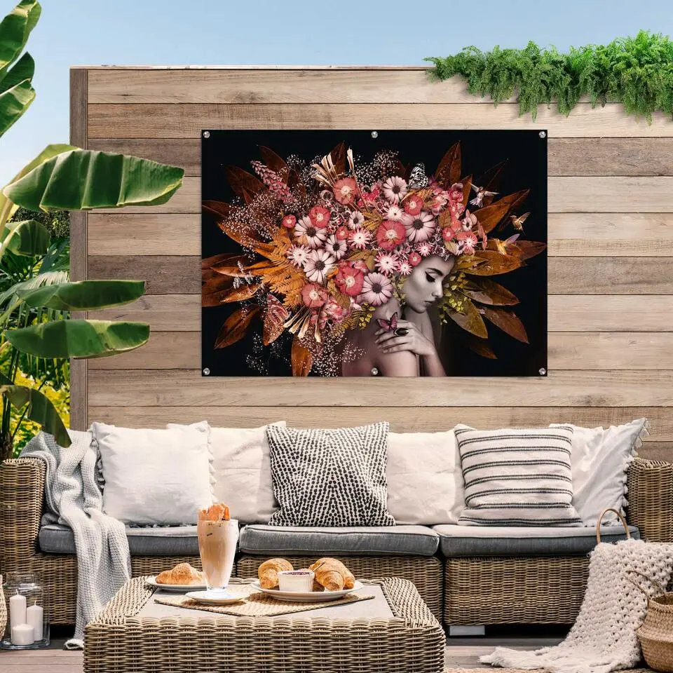 Tuinposter Bloemenrijkdom - 100x140cm - Bruin