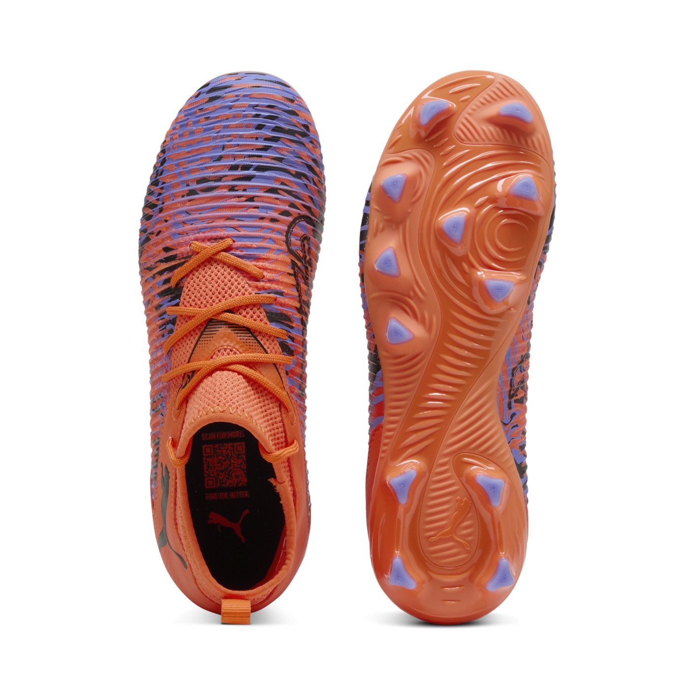 PUMA Future 8 Match Creativity Gras / Kunstgras Voetbalschoenen (MG) Kids Oranje Paars Zwart