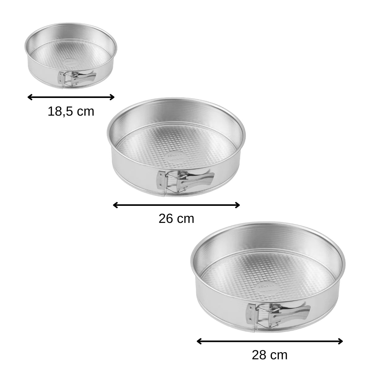Set de 3 moules à manqué à charnière 18,5 cm + 26 cm + 28 cm Silver Ze