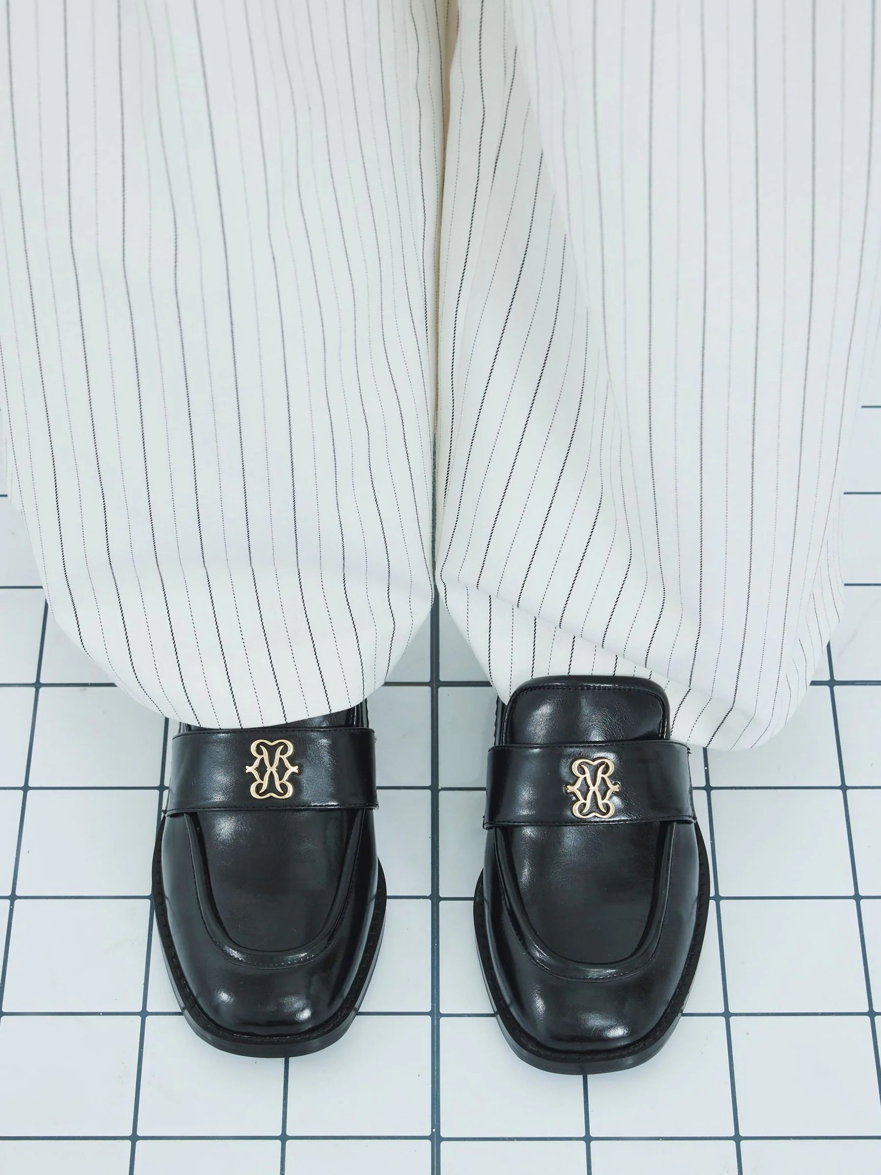 River Island Gold Trim Heeled Loafers