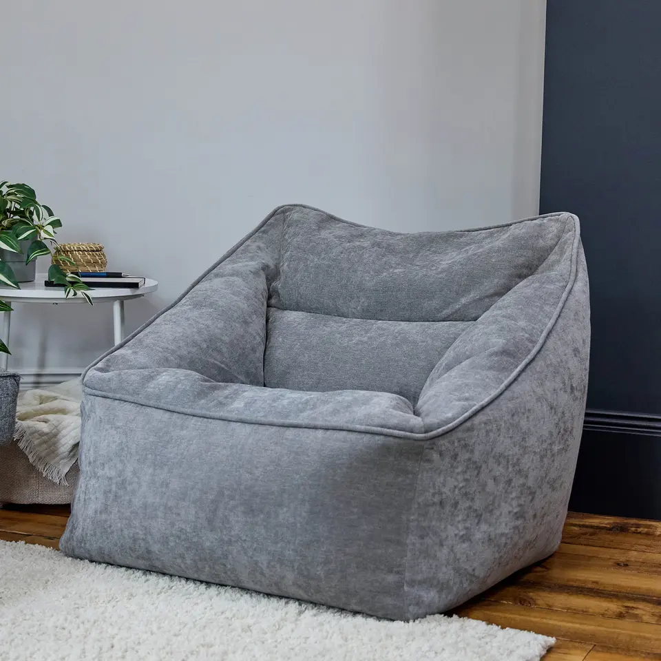 icon Zitzak Natalia - Chenille Zitzak Fauteuil - Grijs