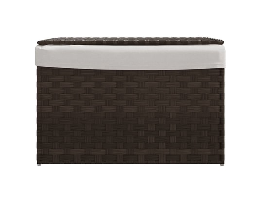 VIDAXL - Panier à linge avec couvercle marron foncé résine tressée