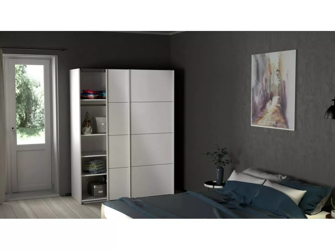 Garde-robe 2 portes Dstang, Meubles de chambre, Penderie de plain-pied, Placard à vêtements, 150x61 h200 cm, Blanc