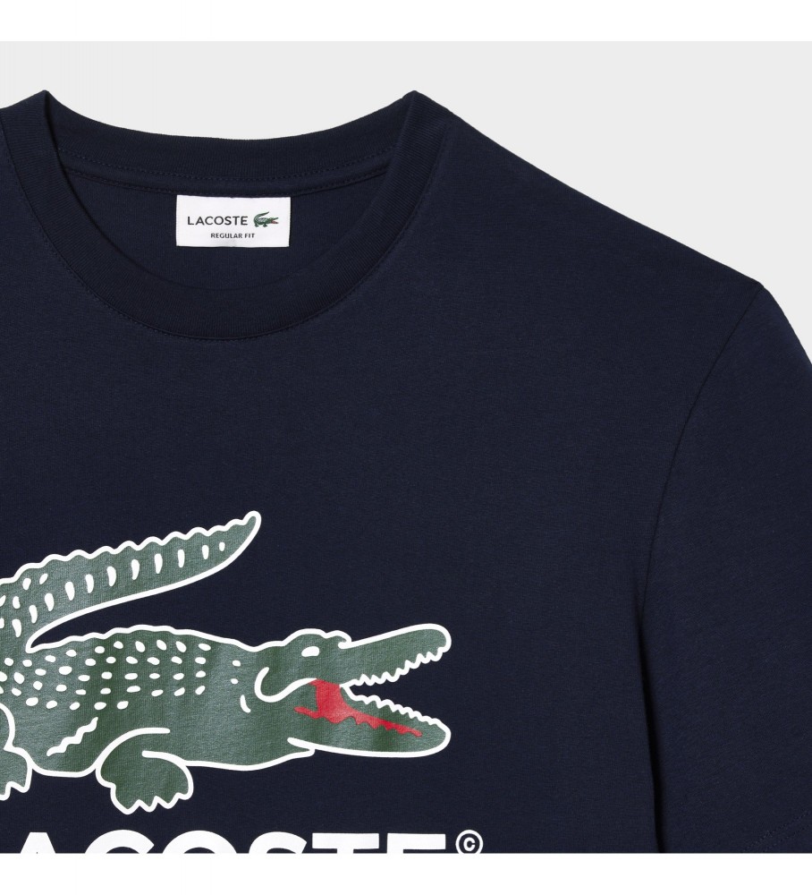 Camiseta Lacoste com logo, tamanho XL, azul marinho.