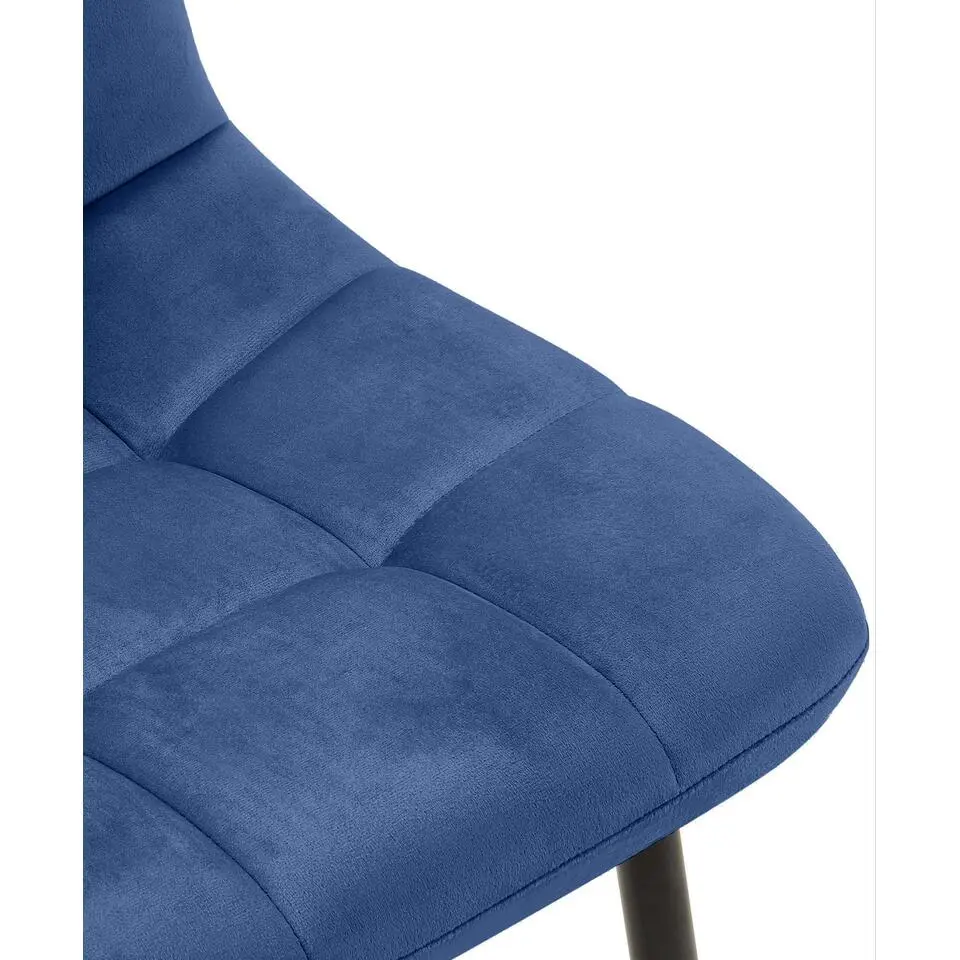 CLP Eetkamerstoel Antibes zwart Frame - Fluweel - blauw