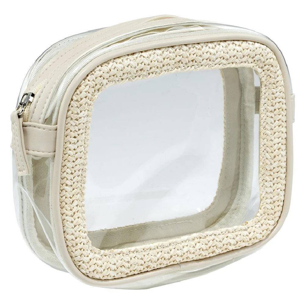 Trousse à cosmétique transparente et beige 19x5xH15,5cm