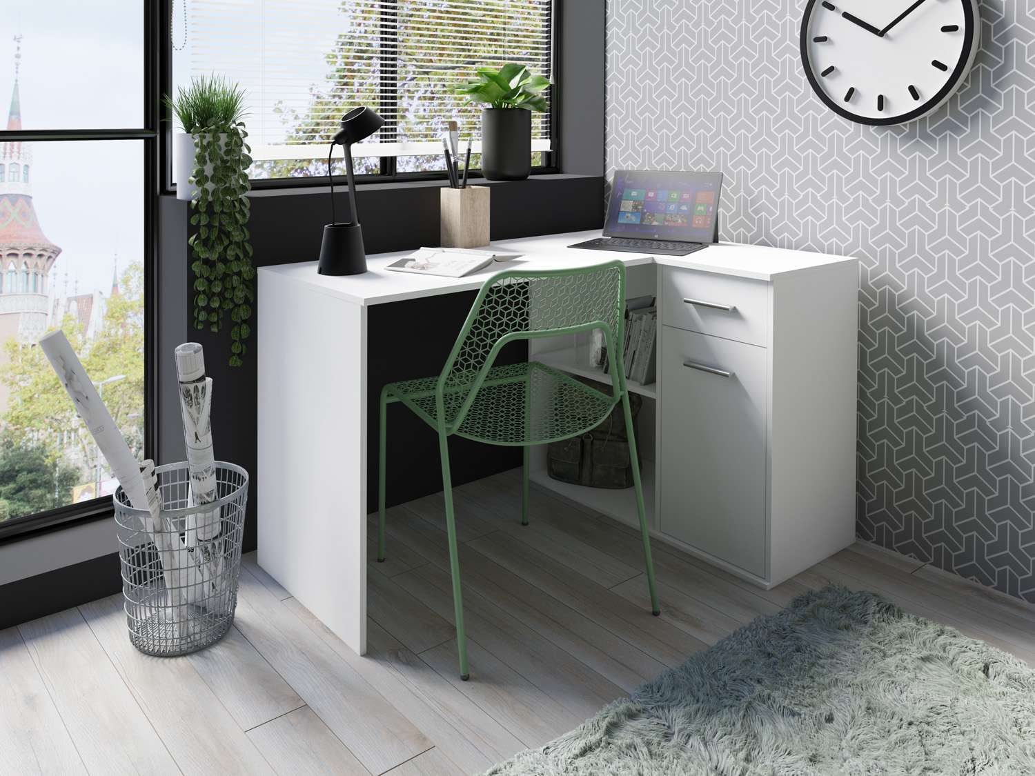 Home affaire Eckschreibtisch »Macon« Computertisch mit vielen Stauraummöglichkeiten, Breite 130 x 93 cm