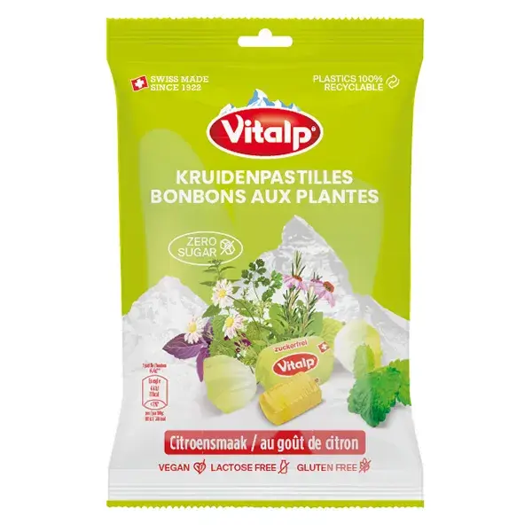 VITALP - Balas de ervas sem açúcar - Erva-cidreira e limão 75g