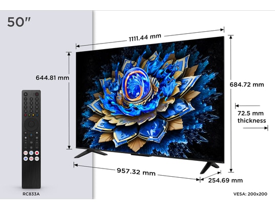 TCL - TV QLED 4K 126 cm 50T69C 4K QLED avec Google TV 2025