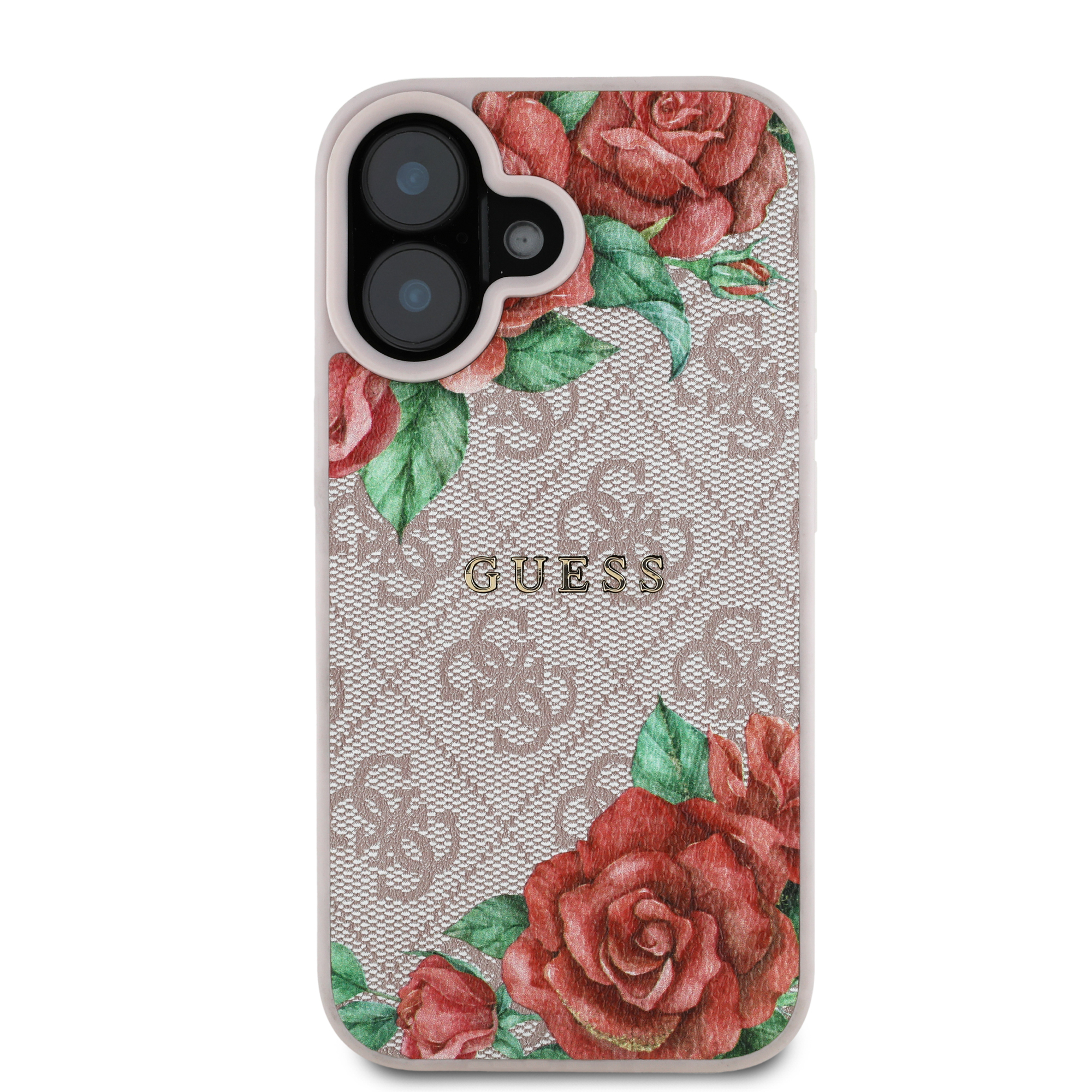 iPhone 16 MagSafe Leder Hardcase Hülle 4G Flowers Print (GUHMP16SP4ROPEMCP) - Rosa