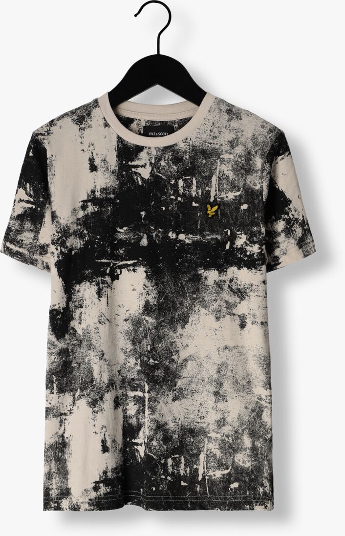 LYLE & SCOTT zwarte lyle & scott t-shirt erosion print t-shirt