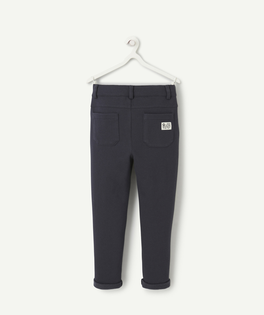 PANTALON RELAX GARÇON EN FIBRES RECYCLÉES BLEU MARINE