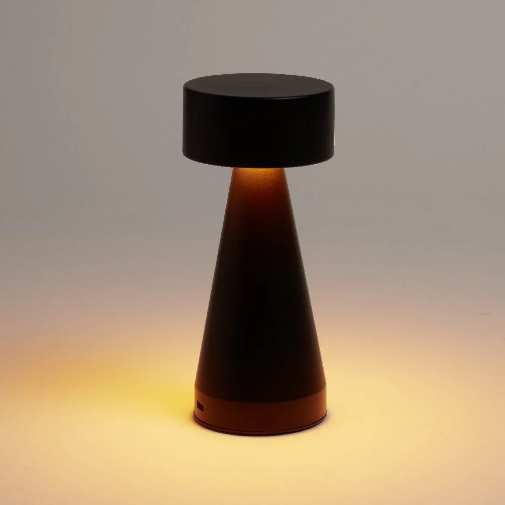 Lampe de table Squari USB tactile noire Ø9,5xH22,5cm