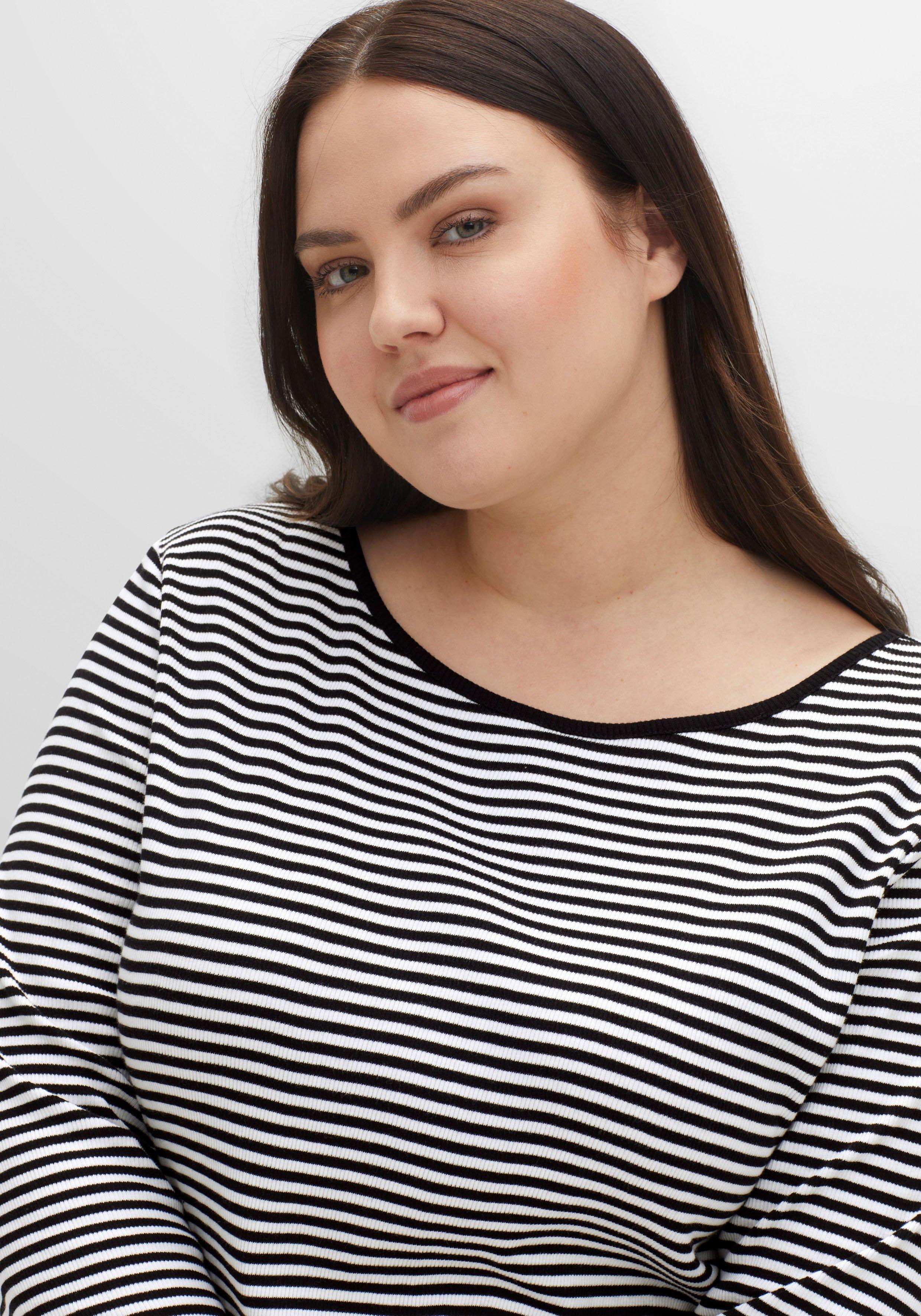 3/4-Arm-Shirt mit garngefärbten Ringeln