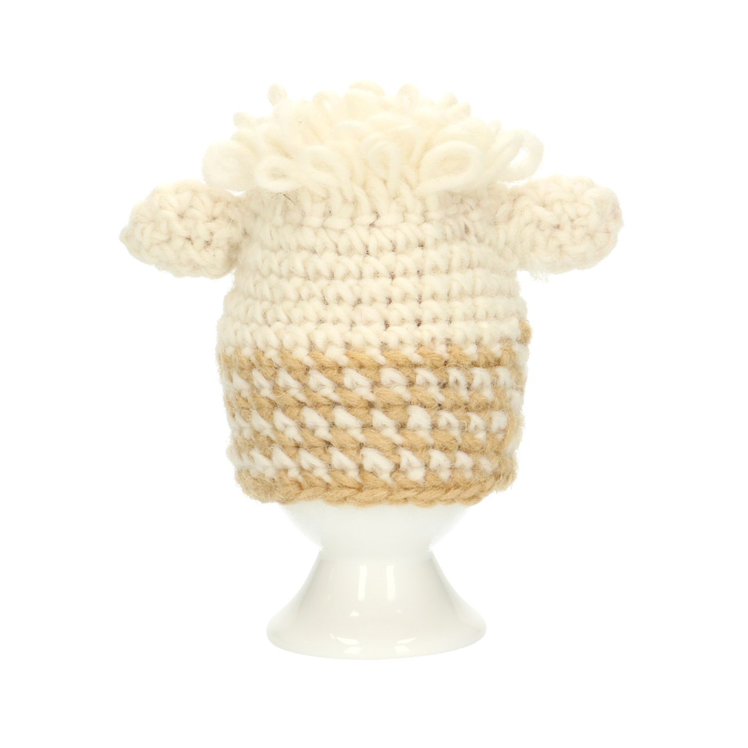 Gehaakte eierwarmer, 100% wol, schaap, grijs