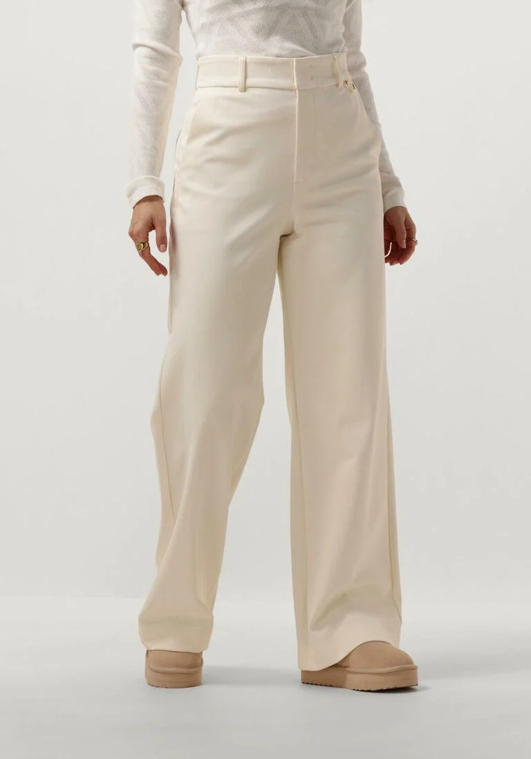 VANILIA creme vanilia wijde broek tailored twill met ring