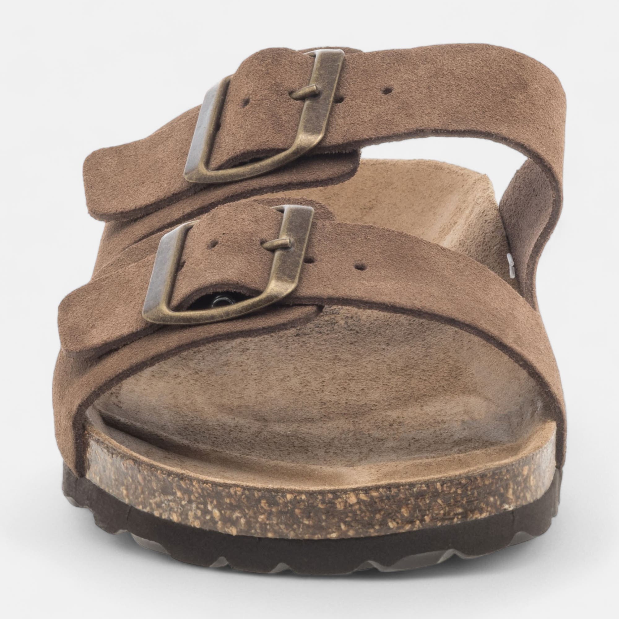 Mules semelle liège Homme en cuir marron