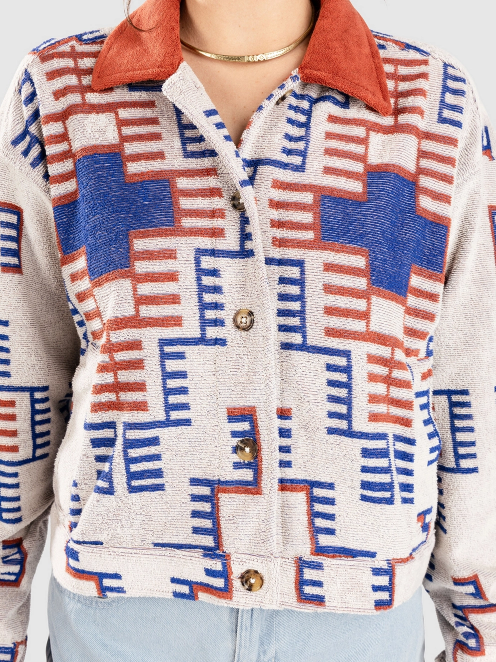 Brixton Trail Terry Cloth Trucker Jacket electronic indigo pattern