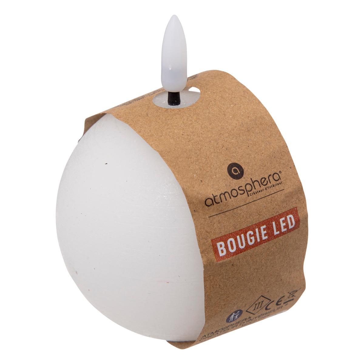 BOUGIE BOULE LED MOLIA BLANC D.8CM