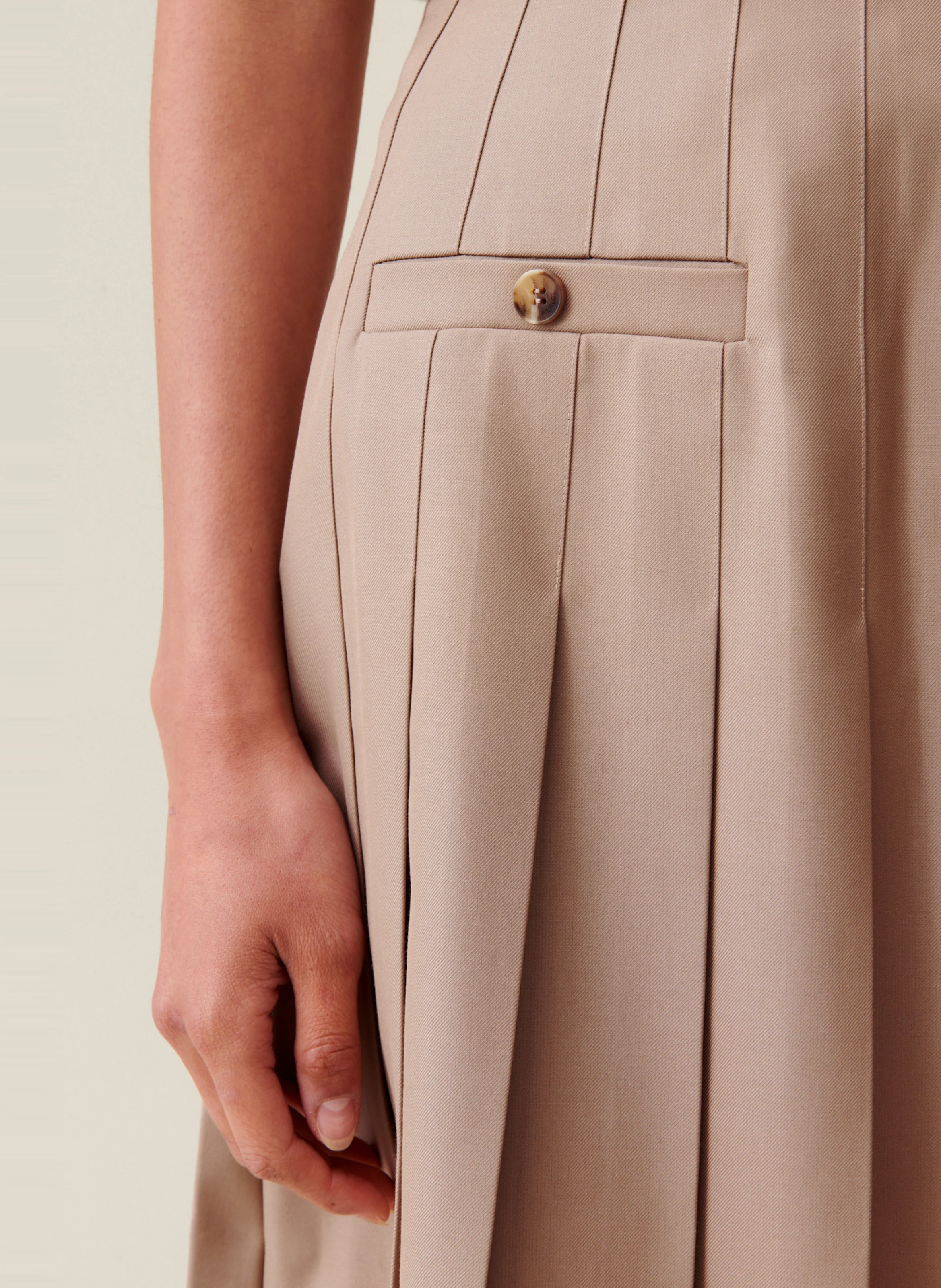 Jupe courte plissée | Beige
