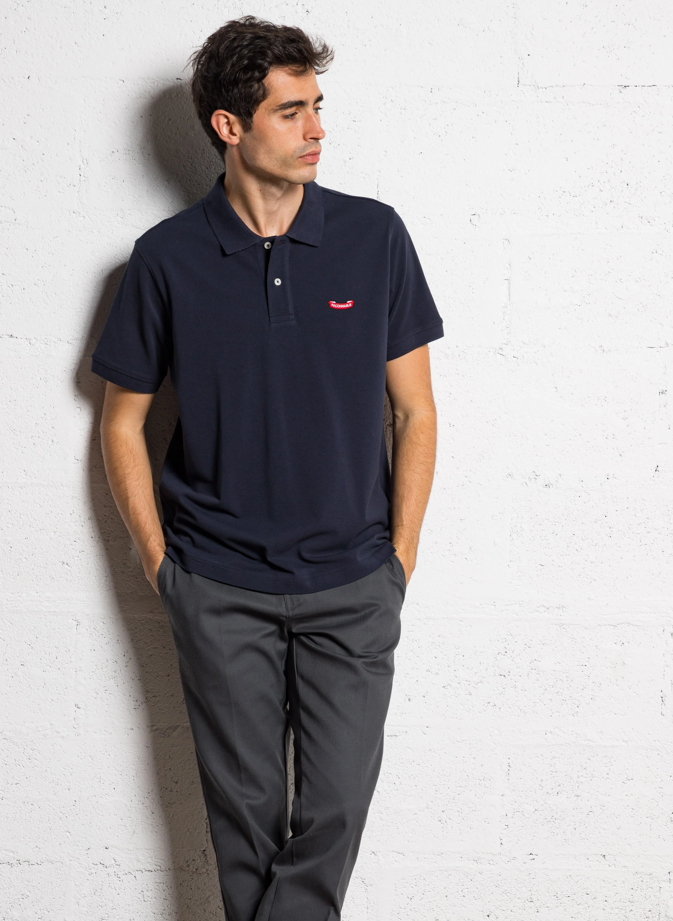 Polo regular-fit en coton piqué | Bleu