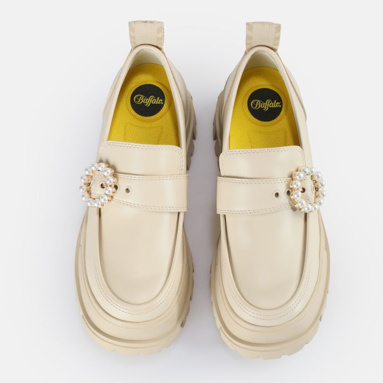 Aspha Loafer Buckle Chaussures basses vegan, beige