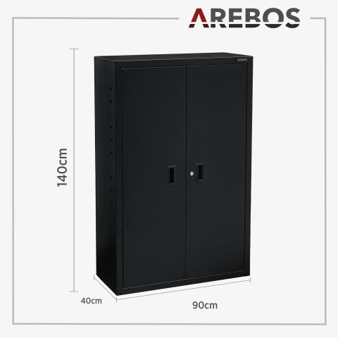 Aktenschrank_Garagenschrank 140 x 90 x 40 cm Schwarz