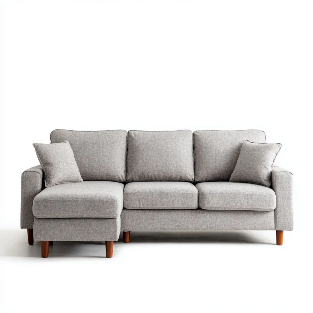 Modernes Ecksofa Stoffpolster 200x150x85 cm – Hellgrau